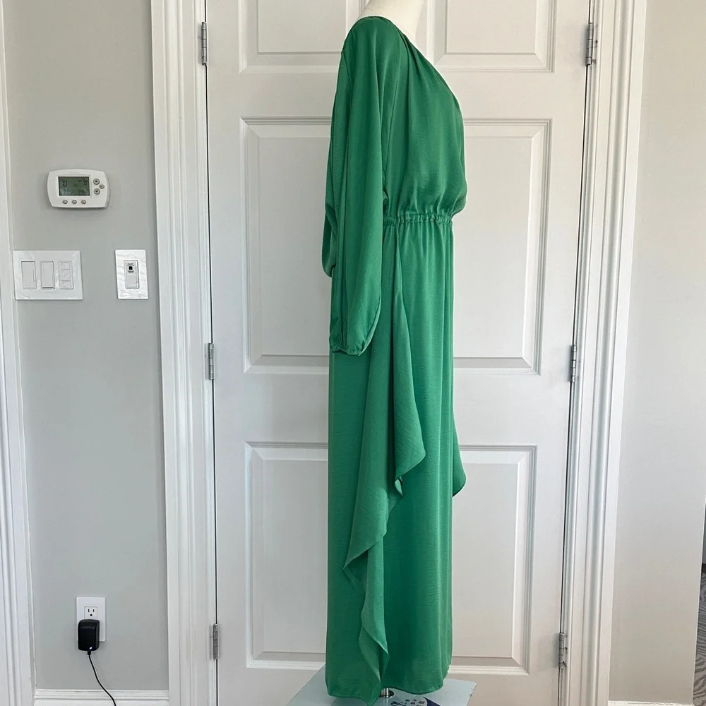 BCBGMaxAzria Carie Kelly Green Drape Bateau Wedding Guest Prom Dress Size S-M-L - Picture 8 of 15